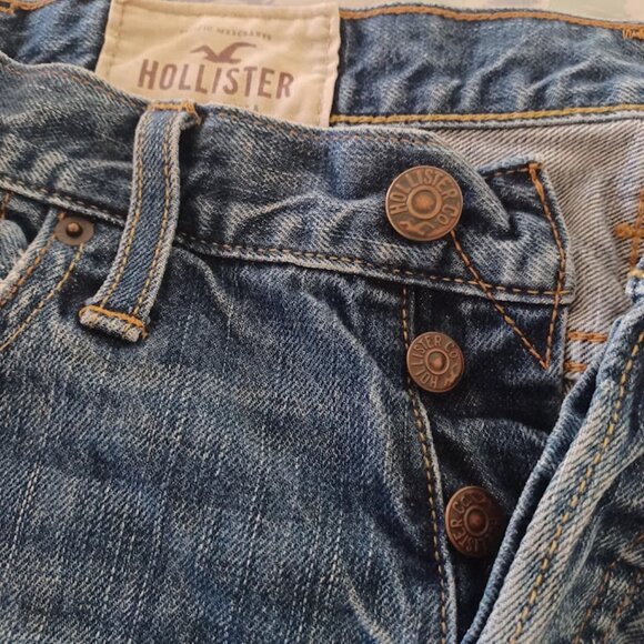 Hollister Men’s Skinny Jeans W33 L34 Medium Wash Distressed Ripped Y2K Cotton - Picture 5 of 11